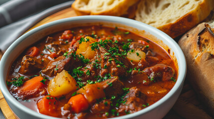 spicy Hungarian goulash in a bowl