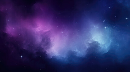 Ethereal cosmic nebula with stars in shades of blue and purple background