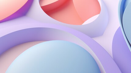 3D abstract circle background, combination of harmonious shapes in pastel tones