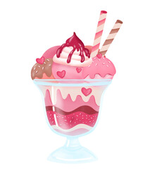 Valentine love ice cream Sunday clipart