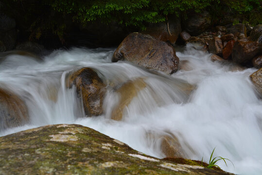Rocky stream of Kezmarska Biela voda in the Tatra mountain