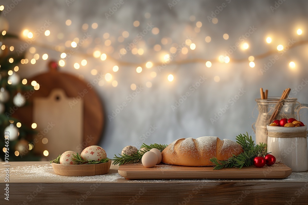 Sticker A studio background for product package mockup and food with blank label, Easter festival, Christmas, Light Effect background 