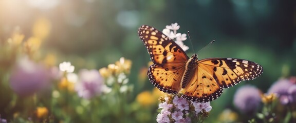 Obraz premium Nature of butterfly and flower in garden using as background butterflies