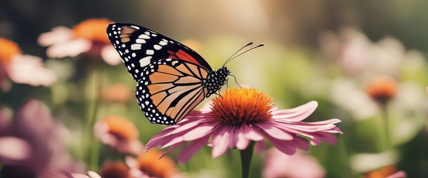 Nature of butterfly and flower in garden using as background butterflies