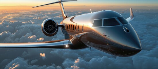 Luxury aircraft engine. Exclusive affluent transport. - obrazy, fototapety, plakaty