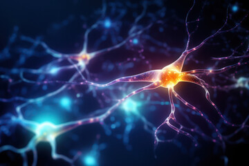 Fototapeta premium Nerve brain cell glowing, representing Neural Links concept