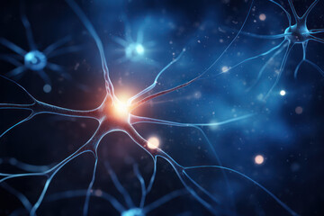 Naklejka na ściany i meble Nerve brain cell glowing, representing Neural Links concept