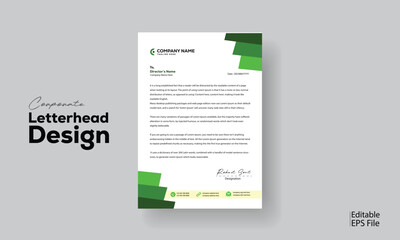 Modern Green color Letterhead design template