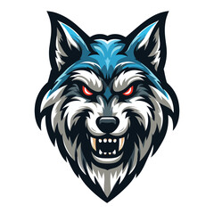 Obraz premium Wild brave animal wolf dog fox head face mascot design vector illustration, logo template isolated on white background