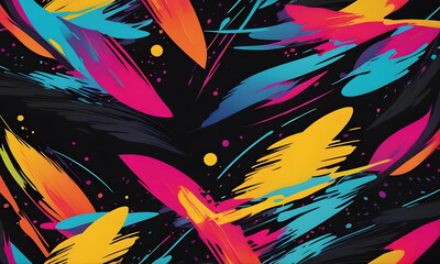 Abstract Neon Artwork Painting Minimalistic Digital Geometric Wall Art Modern Patterns Colorful Design