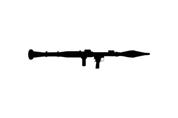 Silhouette of the Bazooka or Rocket Launcher Weapon, also known as Rocket Propelled Grenade or RPG, Flat Style, can use for Art Illustration, Pictogram, Website, Infographic or Graphic Design Element