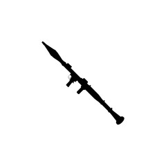 Silhouette of the Bazooka or Rocket Launcher Weapon, also known as Rocket Propelled Grenade or RPG, Flat Style, can use for Art Illustration, Pictogram, Website, Infographic or Graphic Design Element