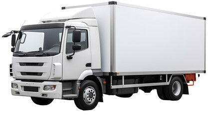 White cargo truck on transparent background PNG