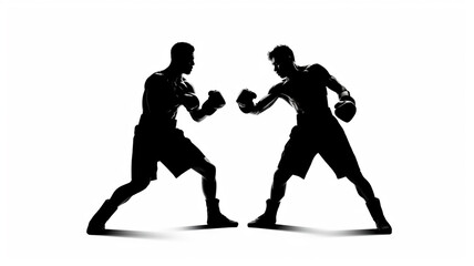 Fototapeta na wymiar men fighting in boxing pose on white background