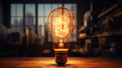 glowing light bulb in the shape of a symbol of the creative idea. 3 d rendering - obrazy, fototapety, plakaty
