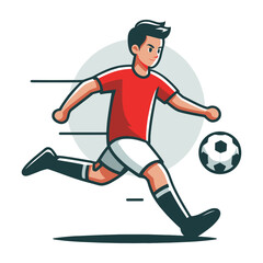 Fototapeta premium soccer player men athlete vector design, colourful style football game male player illustration, player kicking ball template isolated on white background