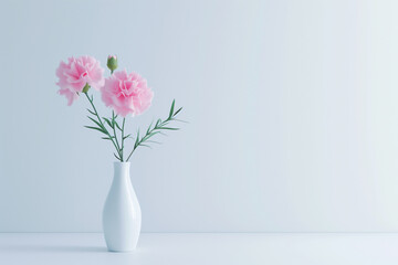 ピンクのカーネーション、3D CG、花瓶、母の日