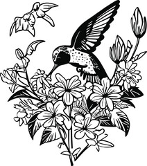 Hummingbird Svg, Hummingbird Clipart, Hummingbird Flowers Svg, Humming Bird Svg, Bird svg, Hummingbird Vector, Hummingbird Cricut Cut file EPS, PNG, JPG, DXF Files Digital Download