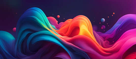 Fototapeta na wymiar Abstract Neon Waves Background Colorful Digital Artwork Soft Minimalistic Modern Card Design Wall Art