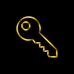 Key icon, golden metallic thin 3d lines vector illustration collection.
