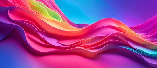 Fototapeta premium Abstract Neon Waves Background Colorful Digital Artwork Soft Minimalistic Modern Card Design Wall Art