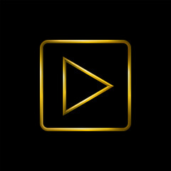 Play button icon, golden metallic thin 3d lines vector illustration collection.
