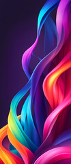 Abstract Neon Waves Background Colorful Digital Artwork Soft Minimalistic Modern Card Design Wall Art
