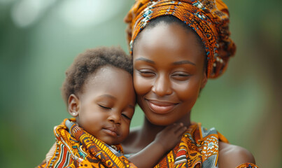 Pretty African woman holding a newborn baby in her arms