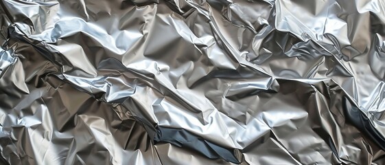 Crumpled Aluminum Foil texture background, Close-up of a crumpled aluminum foil texture, can be used for website design Backgrounds, Banners, and Sliders.