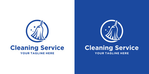 Cleaning service and maid logo design. Mop design for floor and home cleaning logo - obrazy, fototapety, plakaty