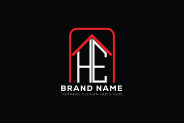 HE letter creative real estate vector logo design . HE creative initials letter logo concept. HE house sheap logo.