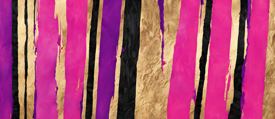 Purple Pink Gold Black Painted Stripes Brush Painting Background Colorful Digital Artwork Minimalistic Modern Card Design Wall Art