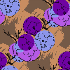Seamless pattern with Beautiful Cherry blossom flowers, Sakura branch flowers painting.