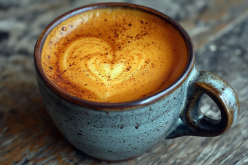 Cup of coffee with a heart drawn in foam