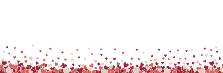 Ensemble de cœurs qui volent - Bannière pour fêter la Saint-Valentin et l'amour - Cœur - Rouge, rose et beige - Illustration vectorielle pour les messages d'amour - Couple, relation, romance