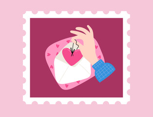 Envelope with heart Valentine card