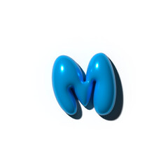 3d Inflated letter M in blue on a transparent background