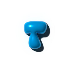 3d Inflated letter T in blue on a transparent background