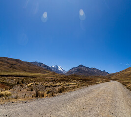 Fototapeta na wymiar View of the Andes Mountains in the Ancash region.