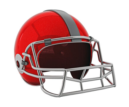 Red football helmet isolated on transparent background. 3D illustration