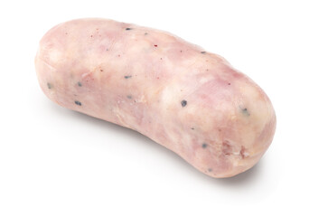Raw sausage isolated on white background. clipping path