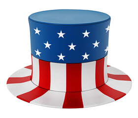 American flag textured hat isolated on transparent background. 3D illustration