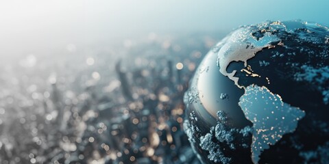 Planet Earth with illuminated cities. Earth Day Concept.