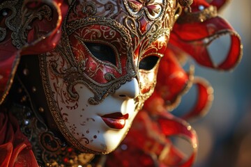 Traditional venetian carnival mask closeup. Venice, Italy