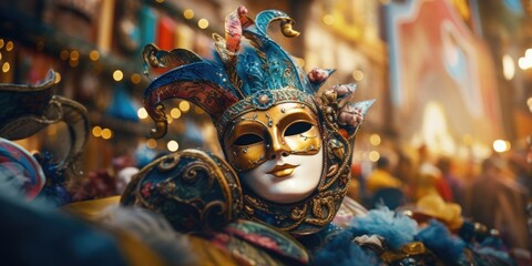 Traditional venetian carnival mask in Venice. - obrazy, fototapety, plakaty