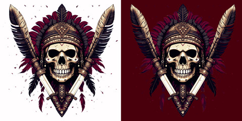 Indian skull illustration, Indian Skull Clip Art, Digital Vector Artwork on a Transparent Background