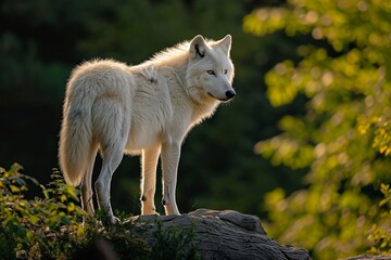 Obraz premium White Wolf in Natural Habitat under Daylight