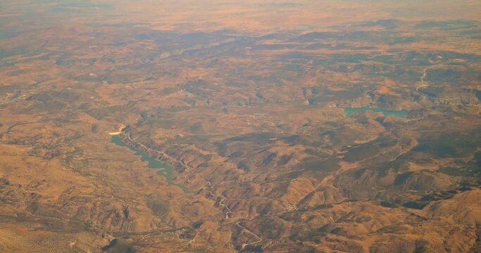 Aerial View On Bozk r Hadim Highway And Bozk r Dam. Regional Directorate Bozk r Hadim Relocation Road Supply. Video Taken From Plane Window. Travel And Tourism Around World.