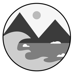 wave and mountain logo design