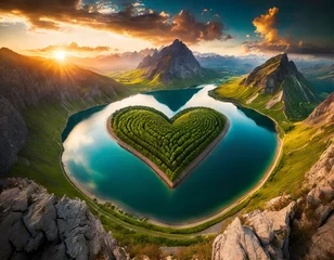 Foto op Canvas Heart shaped island in the lake © Viola